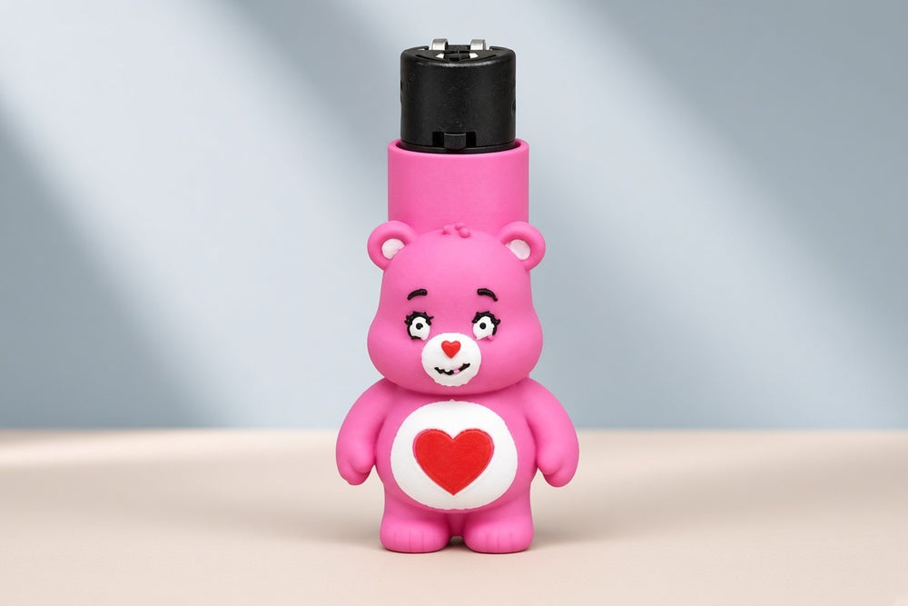 Kalp desenli pembe ayı figürü tasarımlı tekli çakmak, model 046